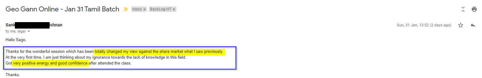 2021 02 02 19 50 11 Geo Gann Online Jan 31 Tamil Batch harmonicstraders@gmail.com Gmail - Harmonics Traders - Testimonials