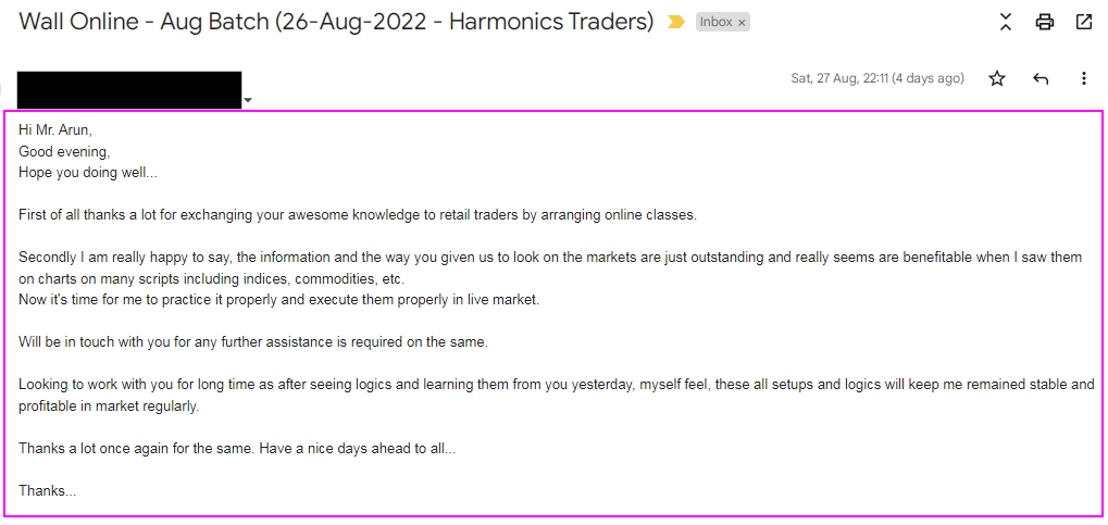 2022 08 31 14 36 56 Wall Online Aug Batch 26 Aug 2022 Harmonics Traders harmonicstraders@gma - Harmonics Traders - Testimonials