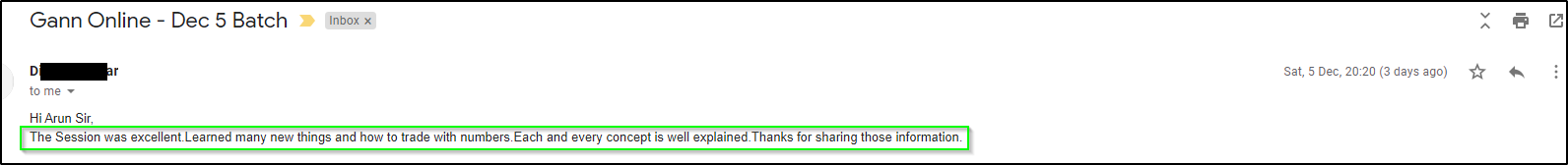 Gann Online Dec 5 Batch 3 - Harmonics Traders - Testimonials