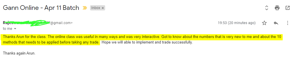 Rajeswaran gann - Harmonics Traders - Testimonials