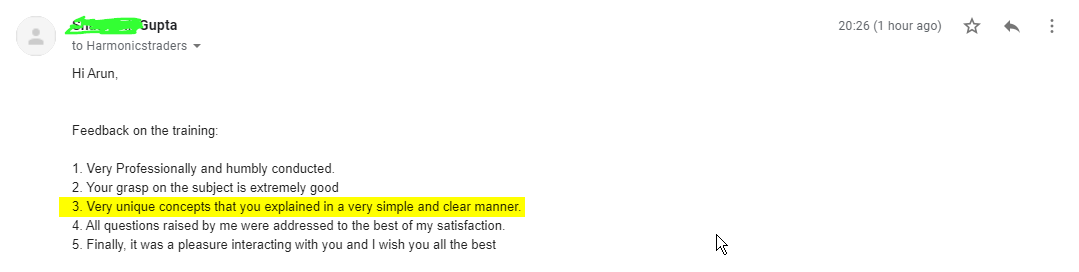 Shashank Gann - Harmonics Traders - Testimonials