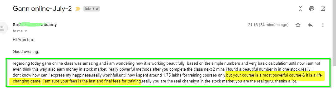 SridharJul2GoodOne - Harmonics Traders - Testimonials