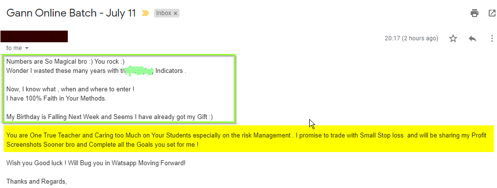 VaibhavGann Online Batch July 11  - Harmonics Traders - Testimonials