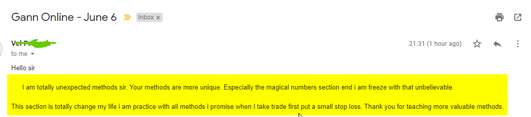 Velprakash GannJune6 - Harmonics Traders - Testimonials